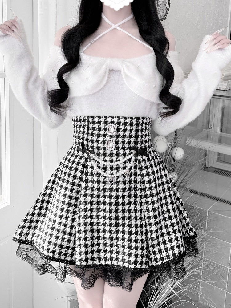 Mink Collar Convertible Kei White Fresh Plush Sweater: Pure in Jirai Bow Two Styles for Aesthetic