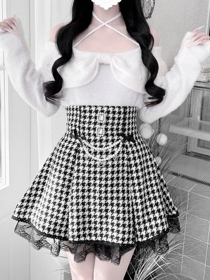 Mink Collar Convertible Kei White Fresh Plush Sweater: Pure in Jirai Bow Two Styles for Aesthetic