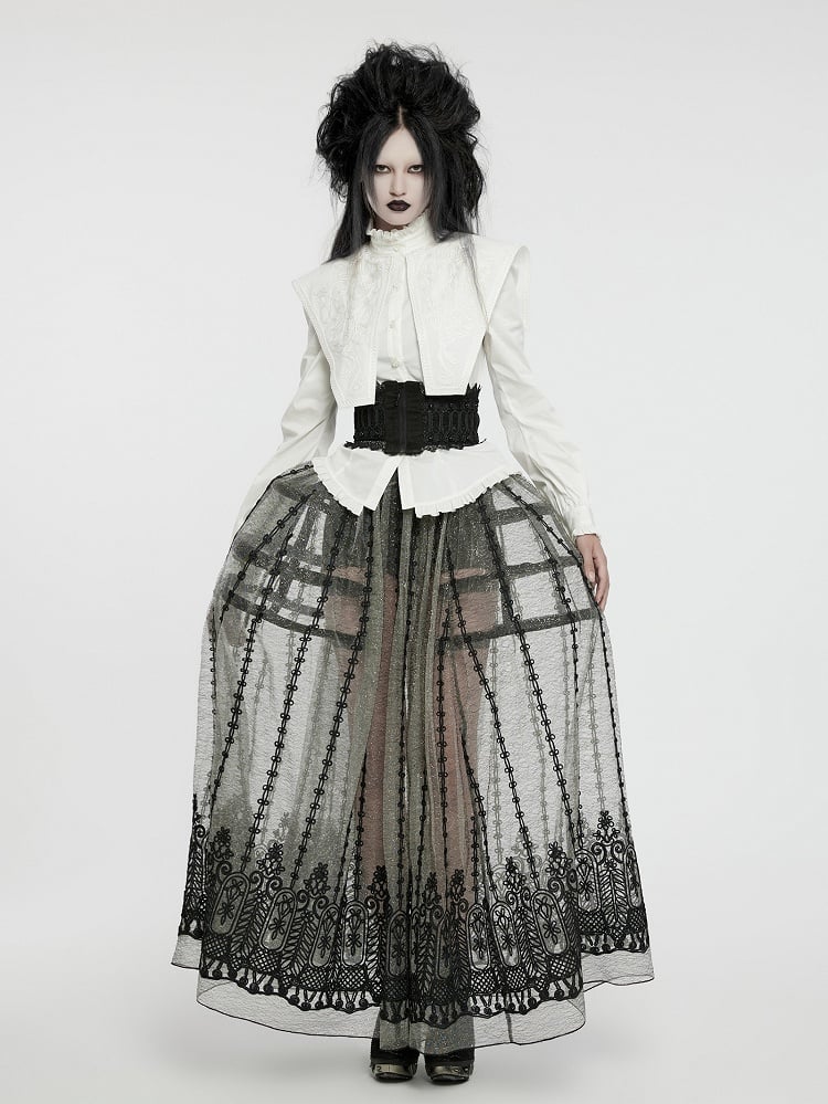 Retro Wide Goth Shirt Shoulder White
