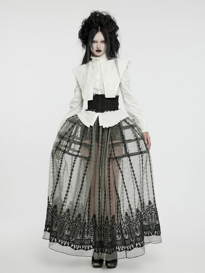 Retro Wide Goth Shirt Shoulder White