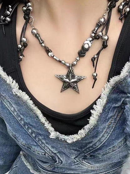 Punk Star Pendant Chain Necklace - Kiwi Store