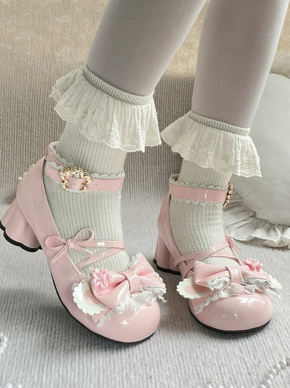 Pink Cherry Blossom Bunny Lolita Shoes with Unique Heel - Cherry Bunny