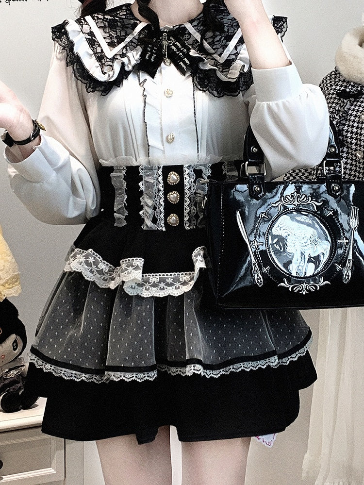 with Blouse Style Romance Lace Kei Jirai Dark | Pointed Chiffon