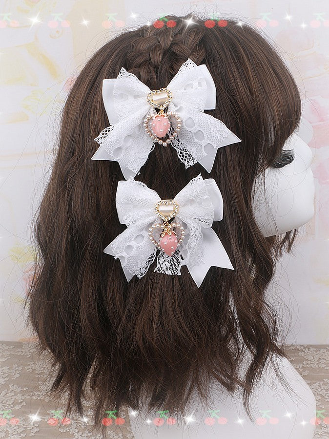 Strawberry Charm Hairclip Options Heart Bowknot Kei Color 5 Jirai