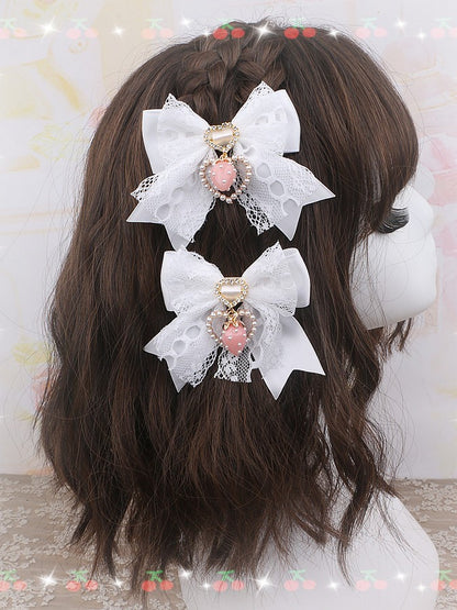 Strawberry Charm Hairclip Options Heart Bowknot Kei Color 5 Jirai