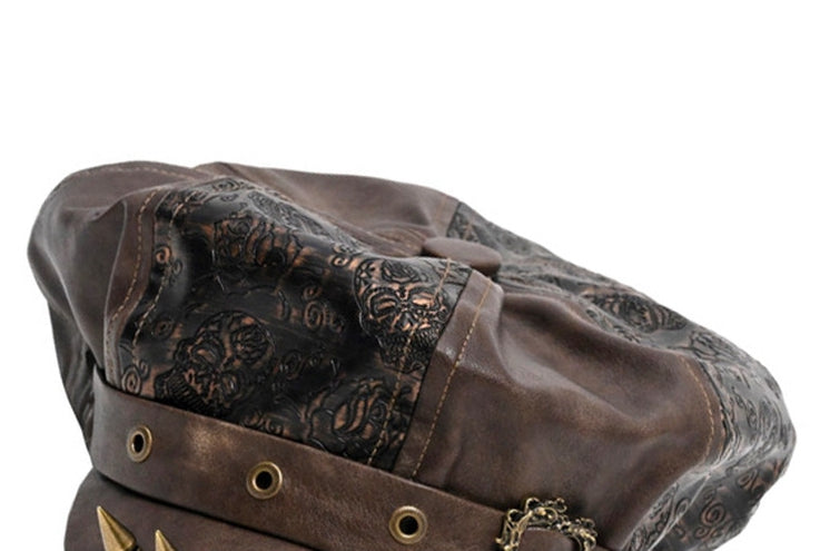 Studs Design Brown Wasteland Punk Hat