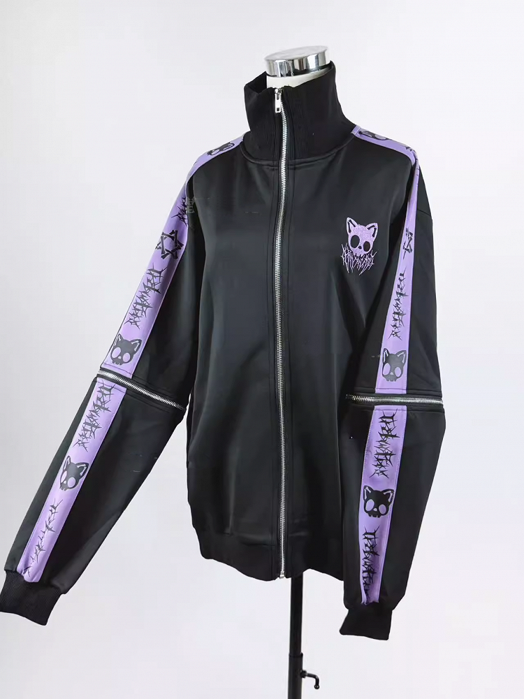 Landmine Skull Embroidered Colors Kei Sleeves | Jacket Detachable Cat in 6