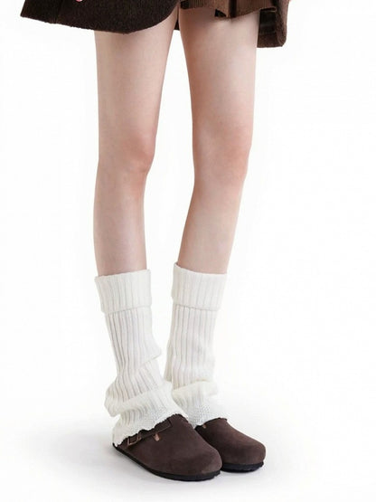 Knit Leg Warmers with Ruffle Trim - ModaSwings