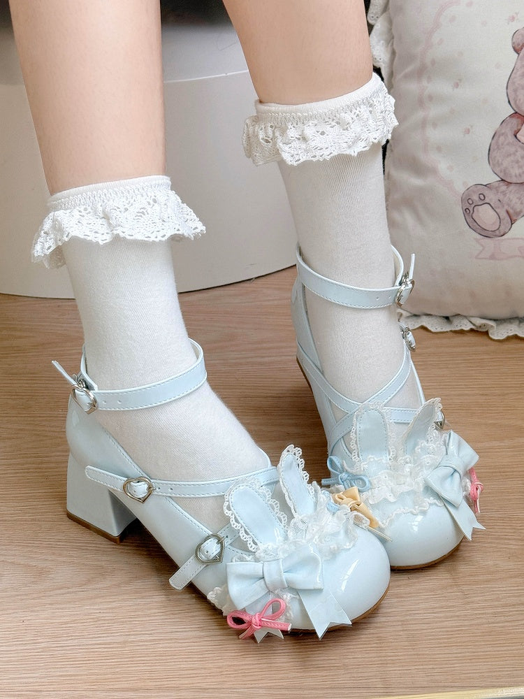 Ear Blue with Snap Sweet Janes Mary Design Lolita Bunny Heart