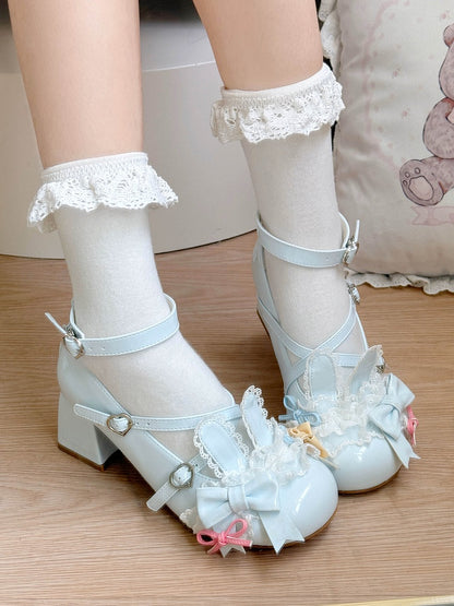 Ear Blue with Snap Sweet Janes Mary Design Lolita Bunny Heart