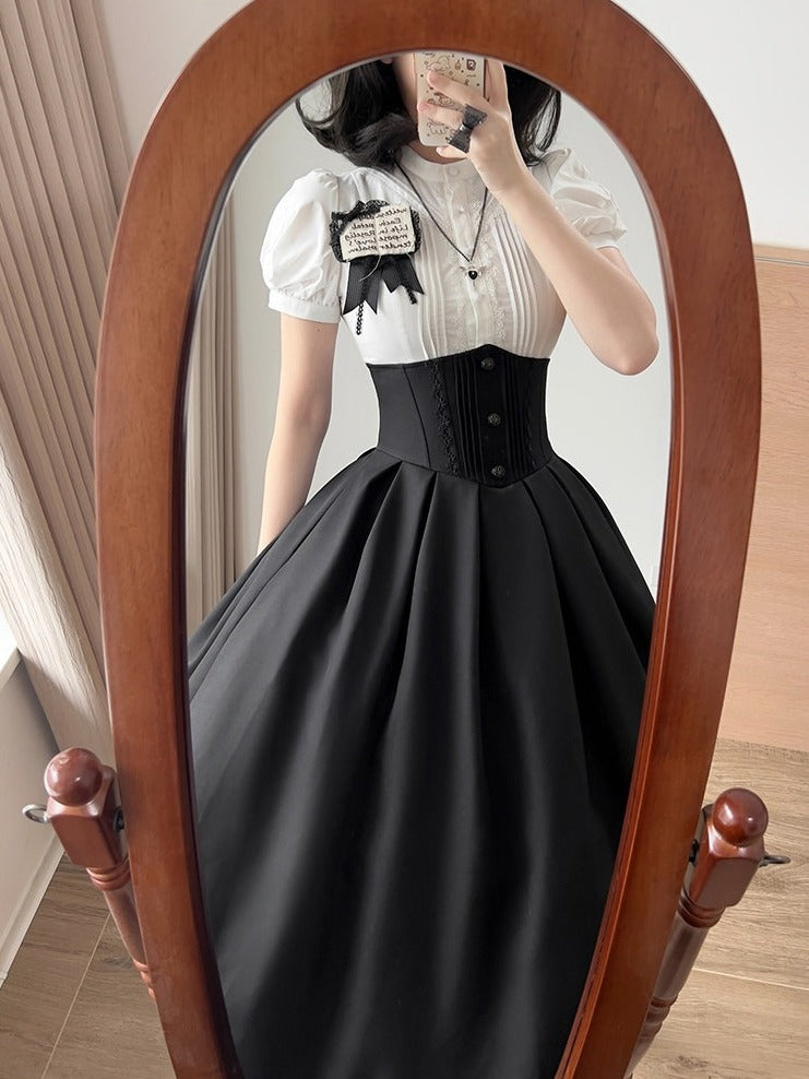 Skirt Lolita Corset Belt High Long Black Waist