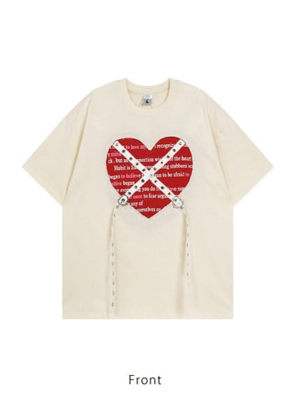 Red Apricot Top Straps With Skirt + Buckle Punk Print Pleated Metal Heart Black Plaid