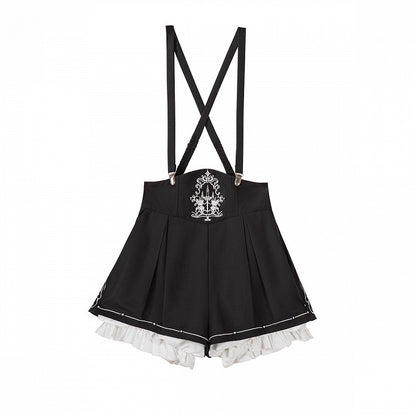 Black Bunny Ear Hooded Outfit Set with Waistcoat & Shorts - Xiong Dou Jiang