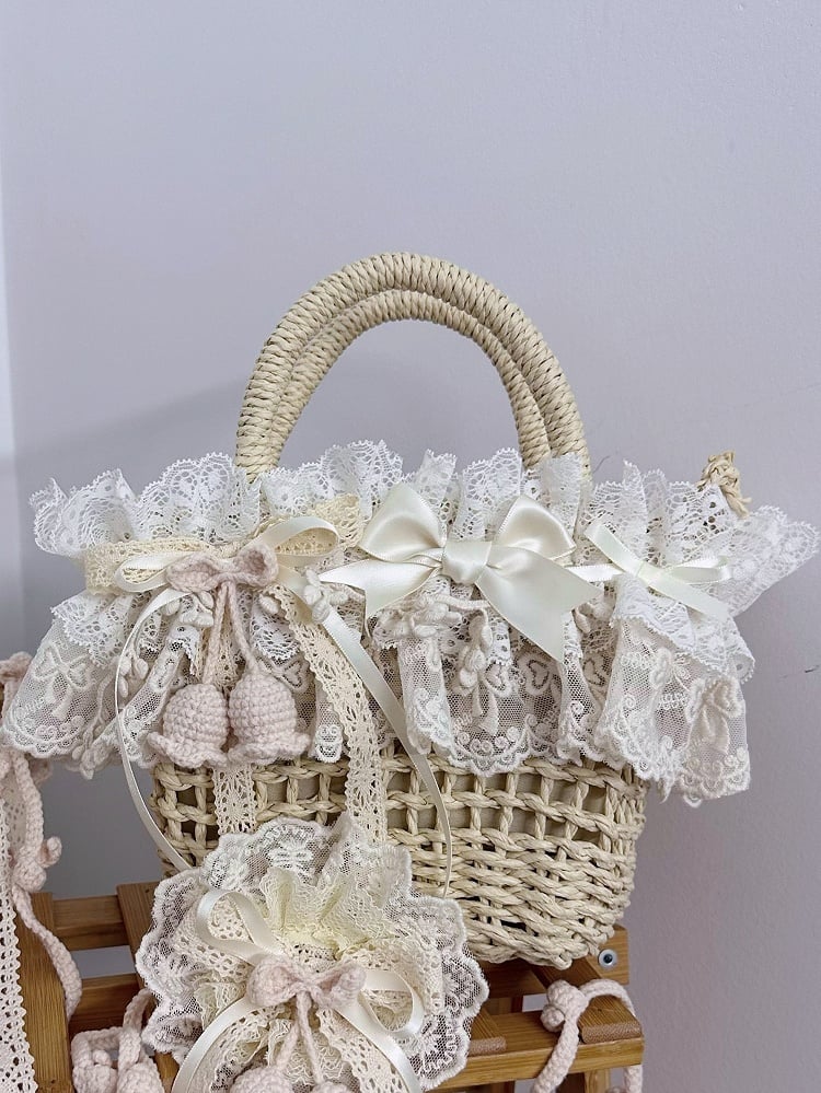Lily of Bag Crocheted Valley Beige Lace Straw the