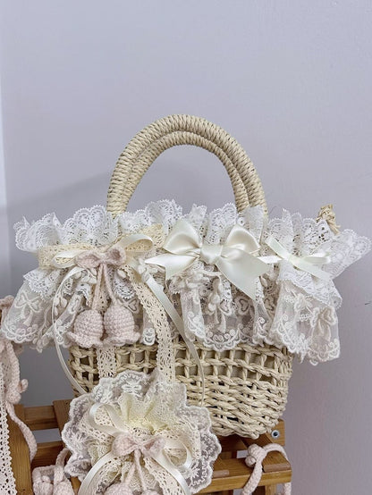 Lily of Bag Crocheted Valley Beige Lace Straw the