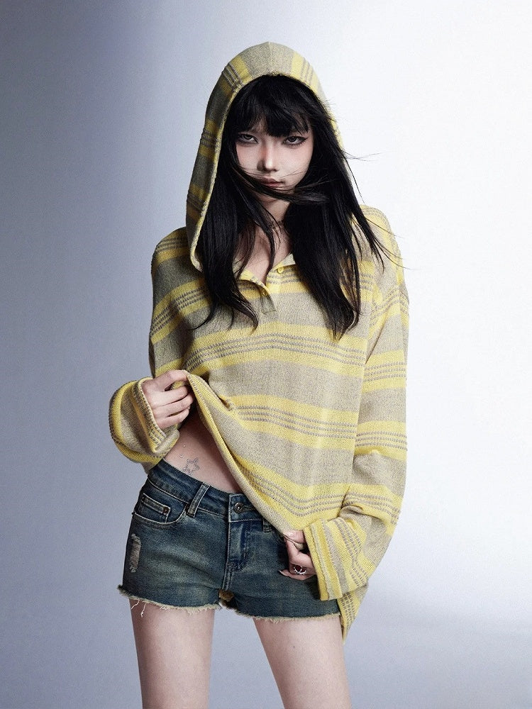 Loose Protection Gelb/Schwarzes Sonnentop mit Kapuze