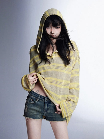 Loose Protection Gelb/Schwarzes Sonnentop mit Kapuze