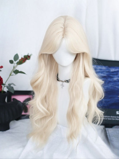 長さ70cm ウェーブ前髪ウィッグ カーテンブロンド