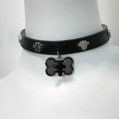 Black/White Boneand Cross Pendant Choker