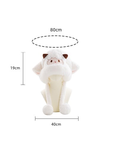 Weiße süße Lamm-Plüsch-Wintermütze