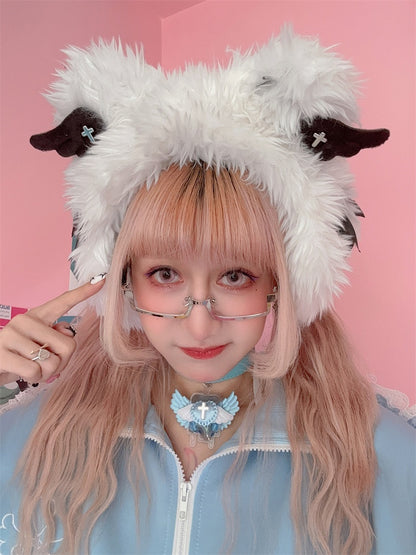 黒/白クマ耳デザイン 自来也 ヘアバンド