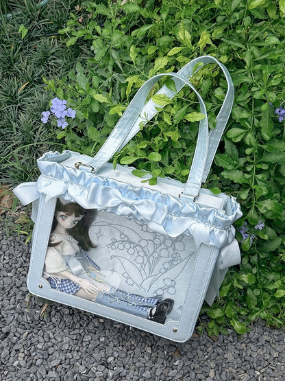 Large Transparent Window Bag with Side Zip in Multiple Colors - Green Gable