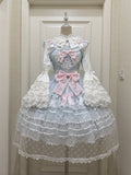 Overlay Jumper Flower Skirt Heart Princess Hem Bodice Lolita Applique Blue