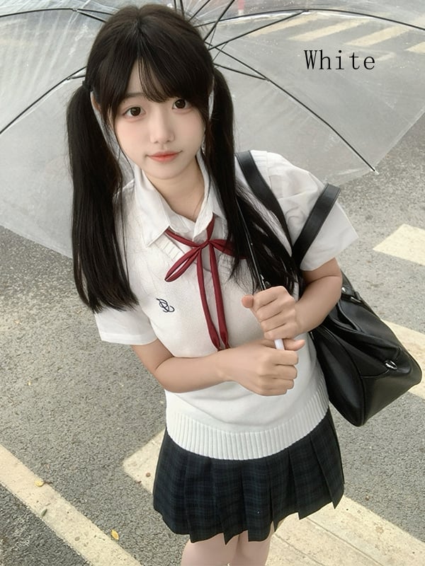 Uniform Knitted Color JK V-neck Options Preppy Style Vest 10