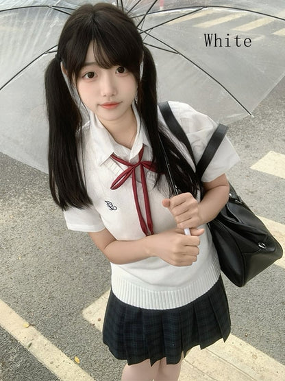 Uniform Knitted Color JK V-neck Options Preppy Style Vest 10