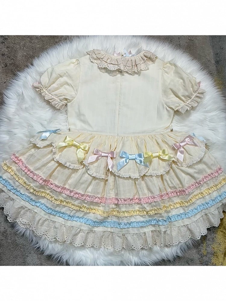 Puff Curve-Friendly Sleeves Dress Fit Lolita Bow Sweet Accents with