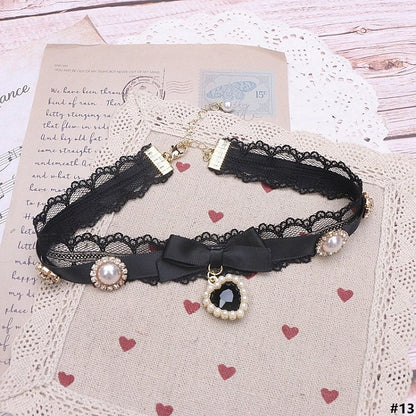 Options Bowknot Color Charm Heart Jirai Lace Kei 18 Choker