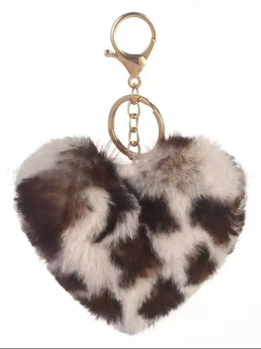 Herz Braun Muster Leopard Plüsch Accessoire