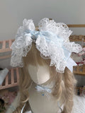 Bow Blue Hairclip Light Lace White