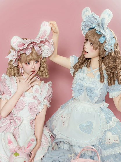 Muster Ohren Blau Rosa Motorhaube Polka-dot Schwarz / Rot Bunny