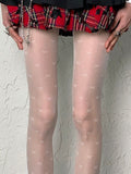 Y2K Strumpfhose Print Bowknot Weiß