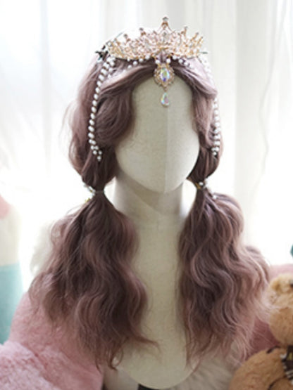 Hellviolette lange gewellte Perücke