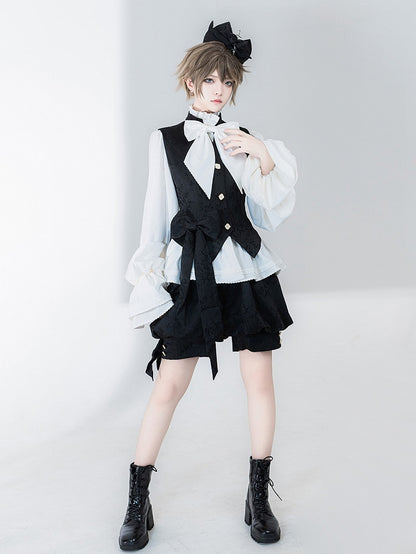 Black Jacquard Waistcoat with Banded Collar - Princess Chronicles