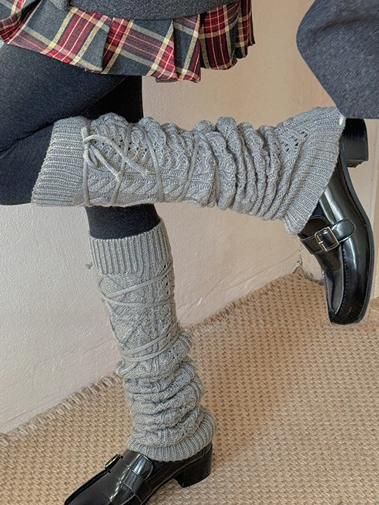 White Y2K Knitted Leg Warmers