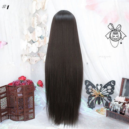 Unterbrustlange Perücke mit Pony