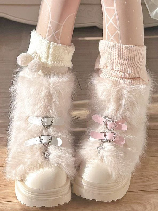 ブラックハート型バックルボウシャギーブーツ