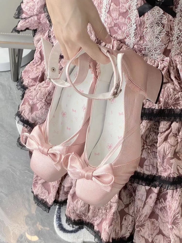 Detachable Top With Ankle Buckle Straps Mary Bow Dual Pink at Janes Elegant