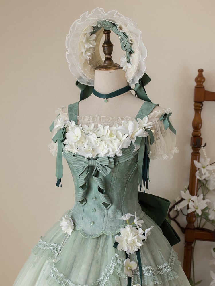 ドットチュールネックライン クリーミー伸縮性ブラウス