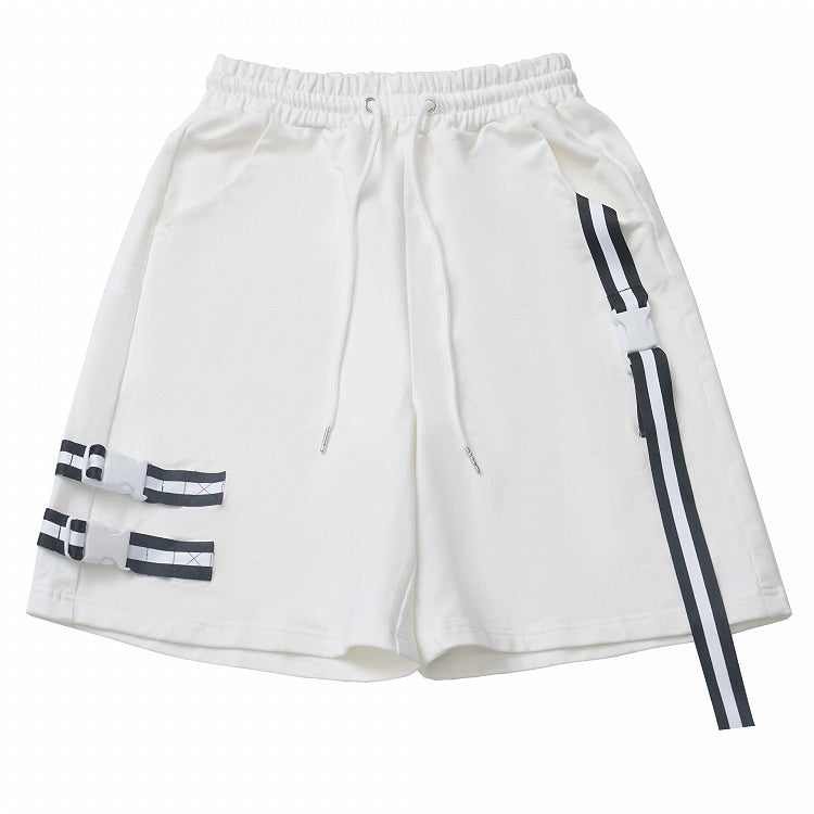 Weiße Shorts mit elastischer Taille und Kordelzug