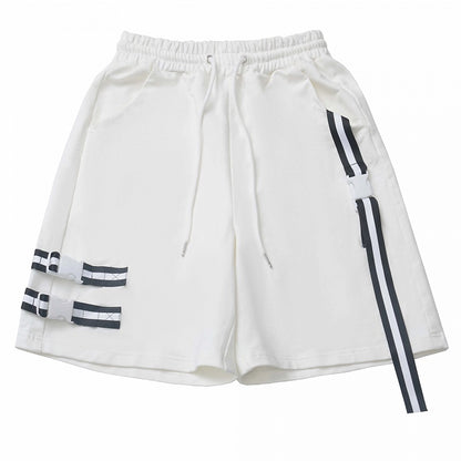 Weiße Shorts mit elastischer Taille und Kordelzug