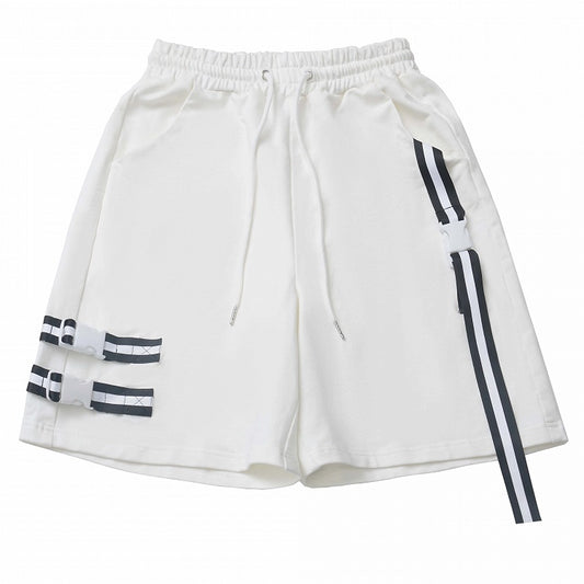 Weiße Shorts mit elastischer Taille und Kordelzug