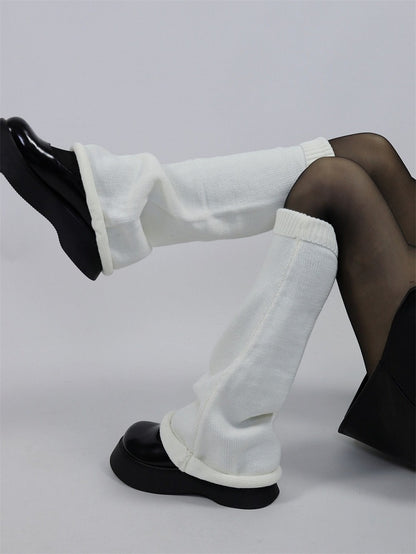 Warmers Leg Knit Kawaii White Fashion