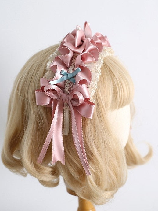 Layers KC Details PinkBlue Lace Lolita Sweet Ruffled Bowknot Multiple