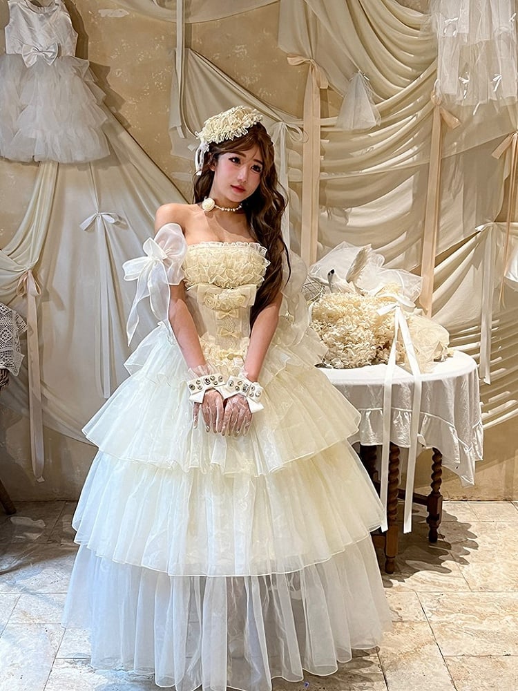 Shiro Lolita Tulle Multi-Layered Dress White