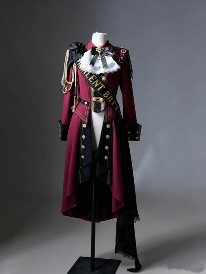 Black & Red Military Coat with Ribbon Set