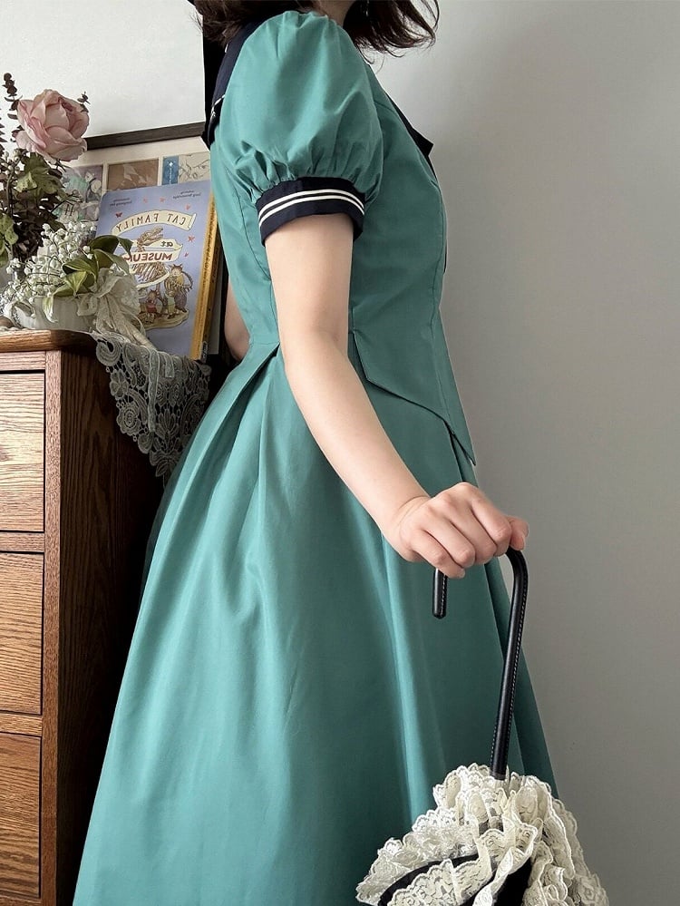 Turquoise Sailor Collar Elegant Lolita Dress - LilyVow